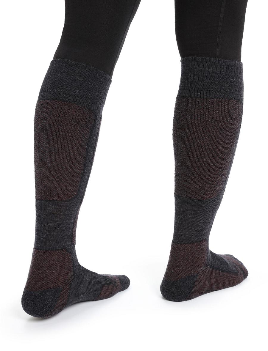 Jet Heather / Espresso Women's Icebreaker Merino Ski+ Medium Over the Calf Socks | USA 1420MQZA